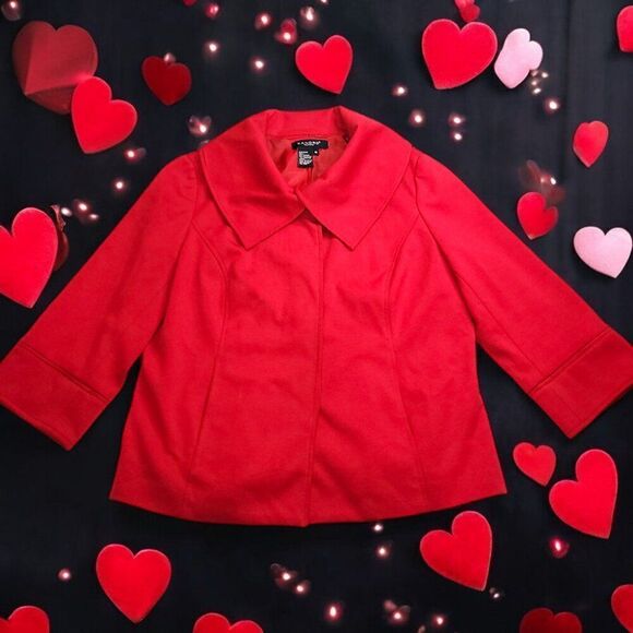 Sandro festive red wide Puritan collar swing jacket - Picture 5 of 7